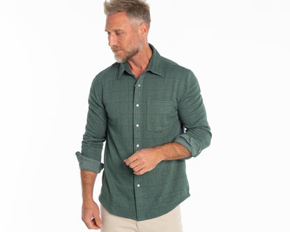 Chill-Knit Plaid Pearl Snap