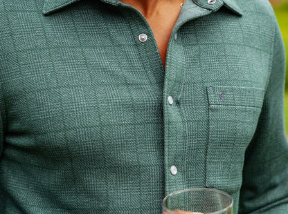 Chill-Knit Plaid Pearl Snap