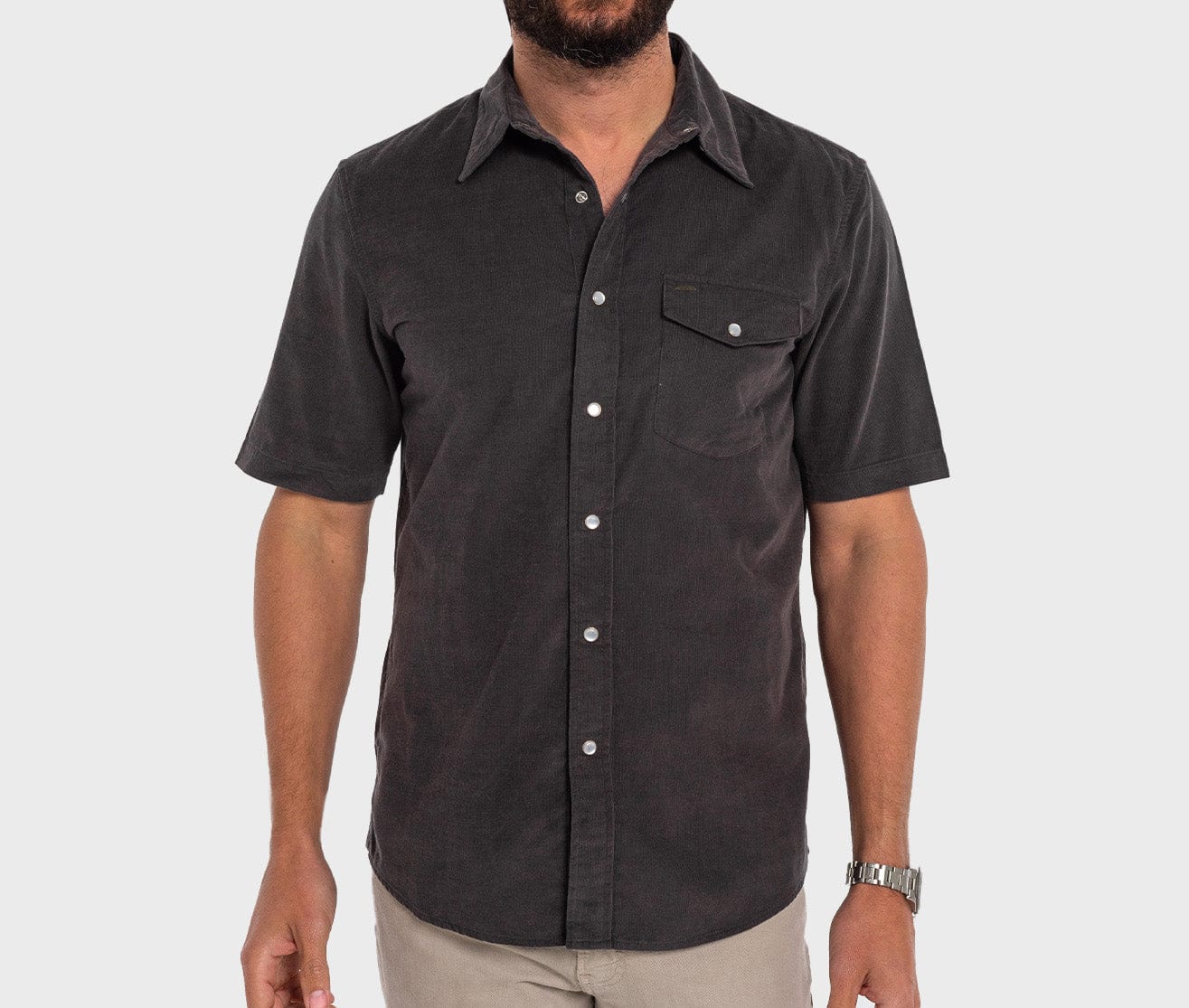 Short Sleeve Corduroy Pearl Snap