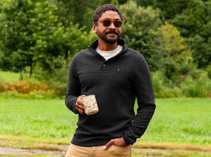 Quilted Pullover - Heather Black