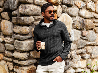 Quilted Pullover - Heather Black