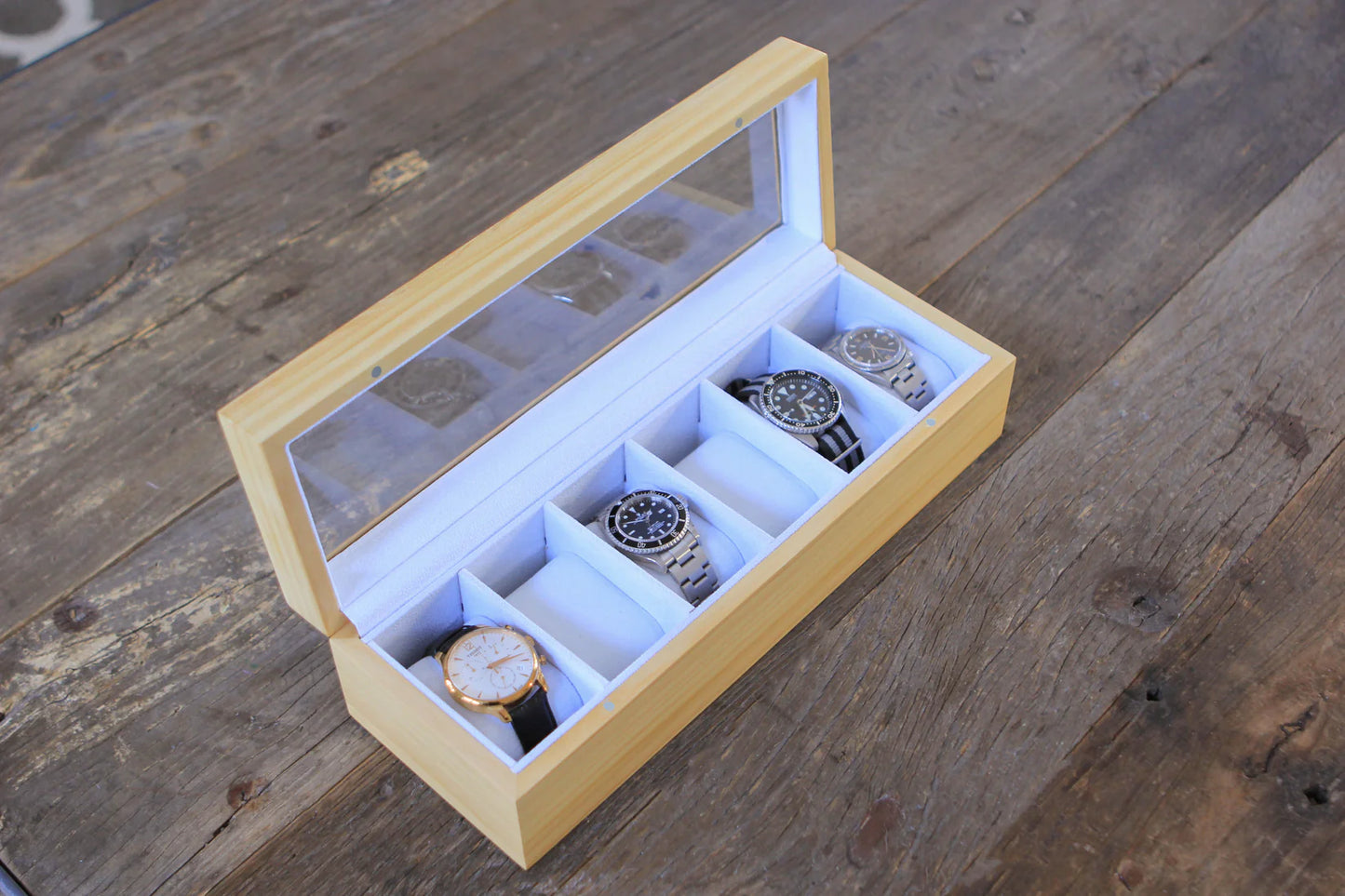 Pine Wood Watch Box - 6 Slot